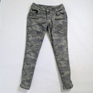 Anine Bing Jeans Women's 28 Green Camoflage Zipper Skinny Stretch Denim Low Rise